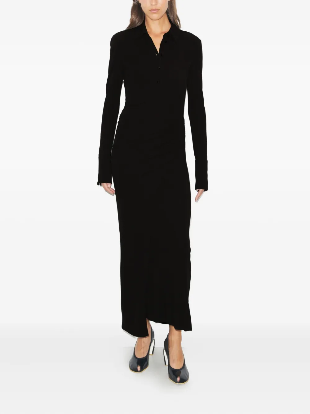 Tory Burch Gedrapeerde blousejurk met kraag - Zwart