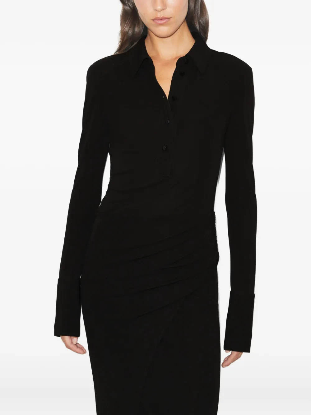 Tory Burch Gedrapeerde blousejurk met kraag Zwart