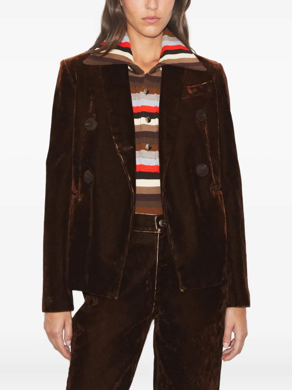 Tory Burch Double-breasted Blazer In Brown
