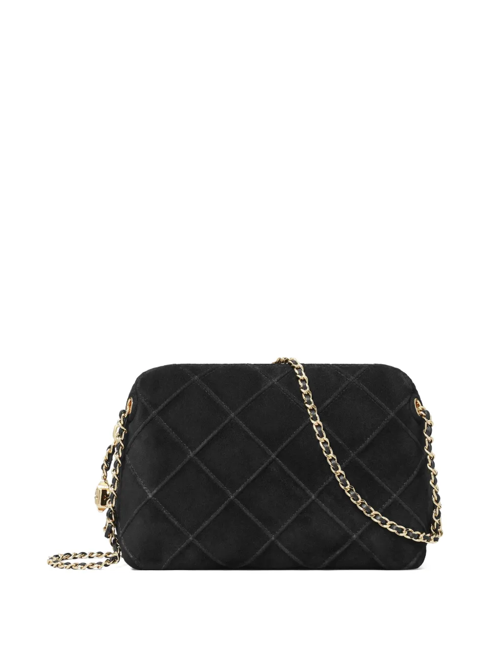 Tory Burch Mini Fleming Quilted Leather Shoulder Bag In Black