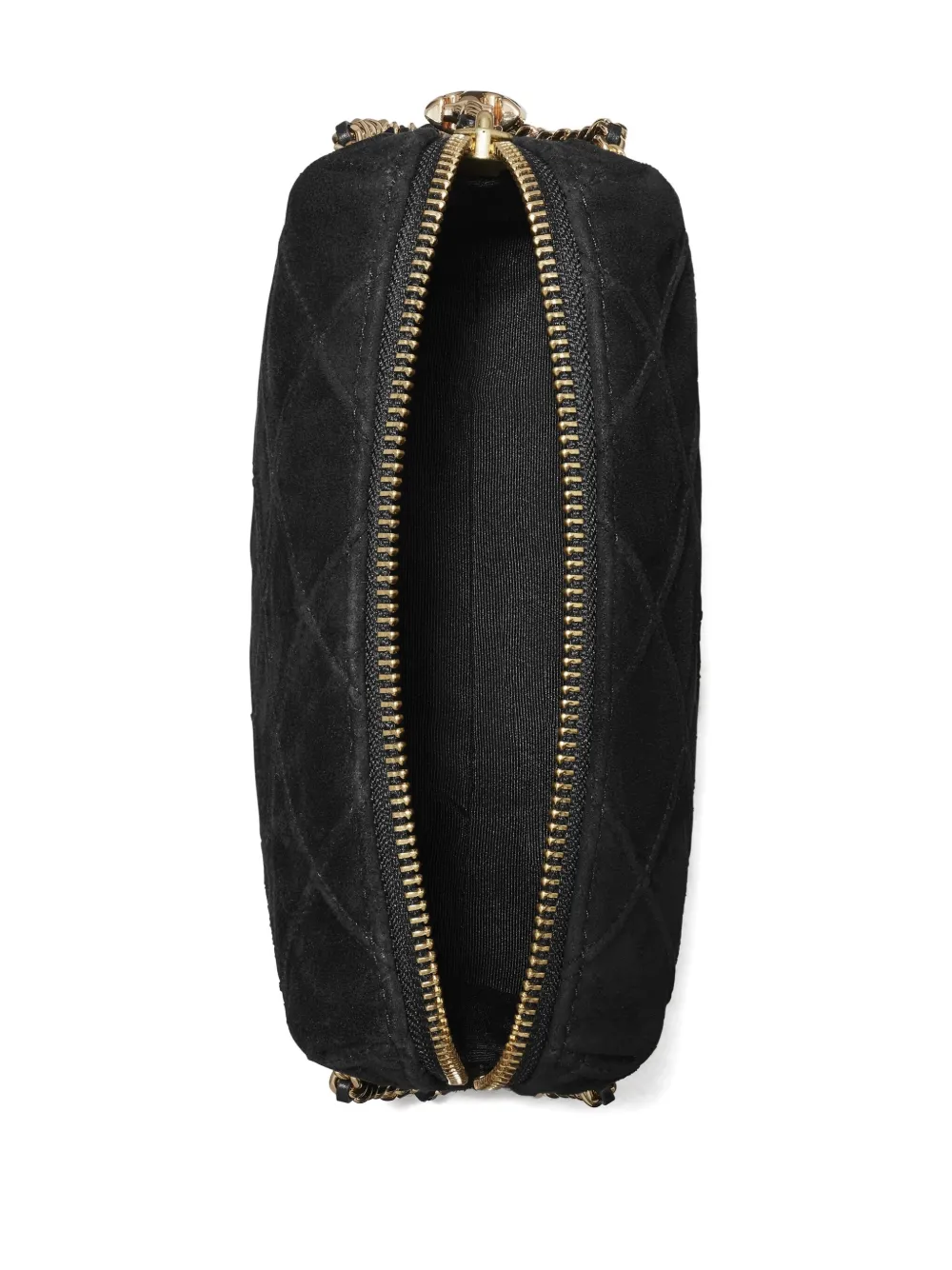 Tory Burch Mini Fleming Quilted Leather Shoulder Bag In Black