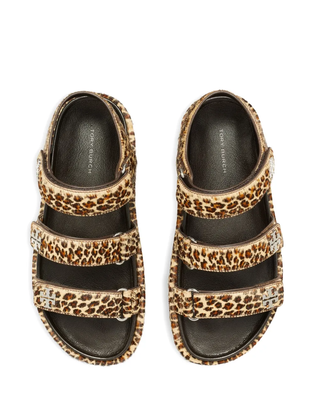 Tory Burch Leopard-print Triple-strap Sandals In Multi