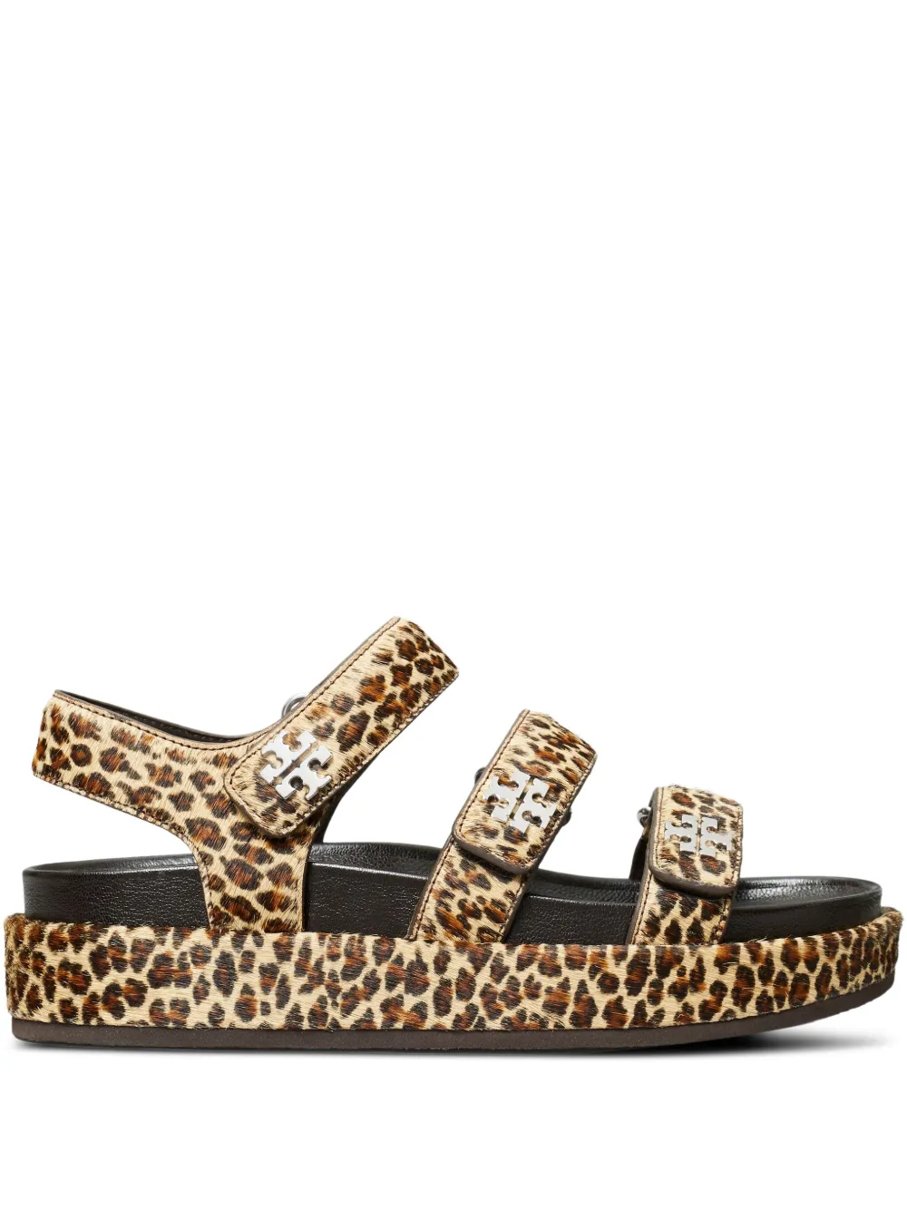Tory Burch Leopard-print Triple-strap Sandals In Multi