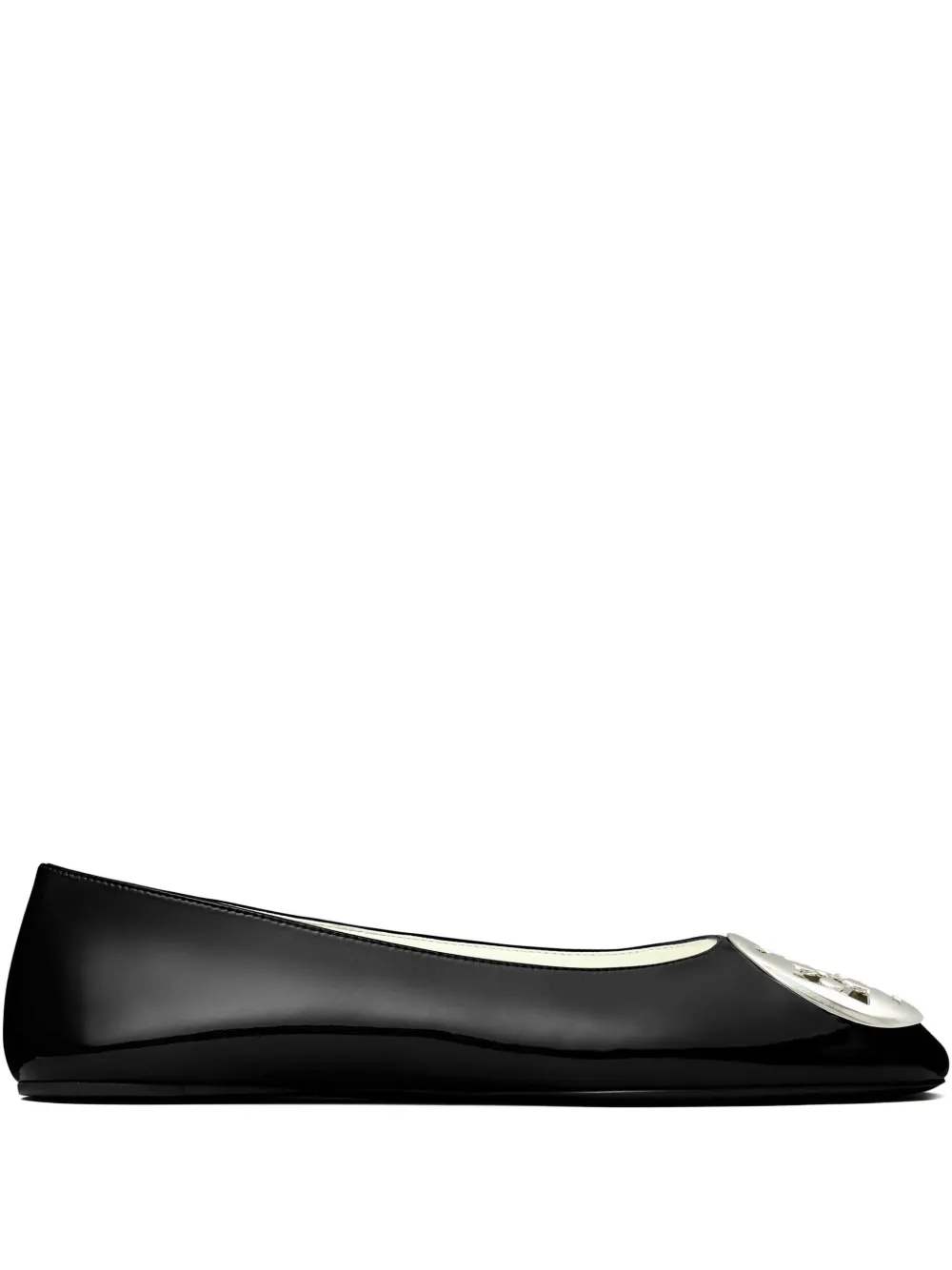Tory Burch Reva logo-plaque leather ballet flats Black