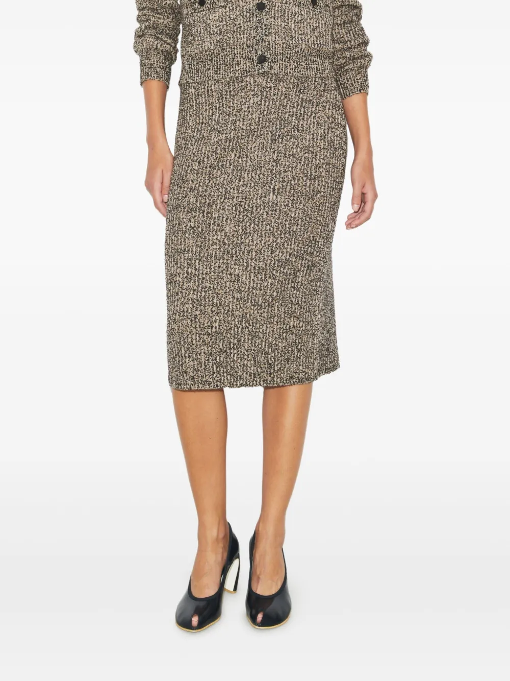 Tory Burch Tweed Ribbed Skirt In Neutral
