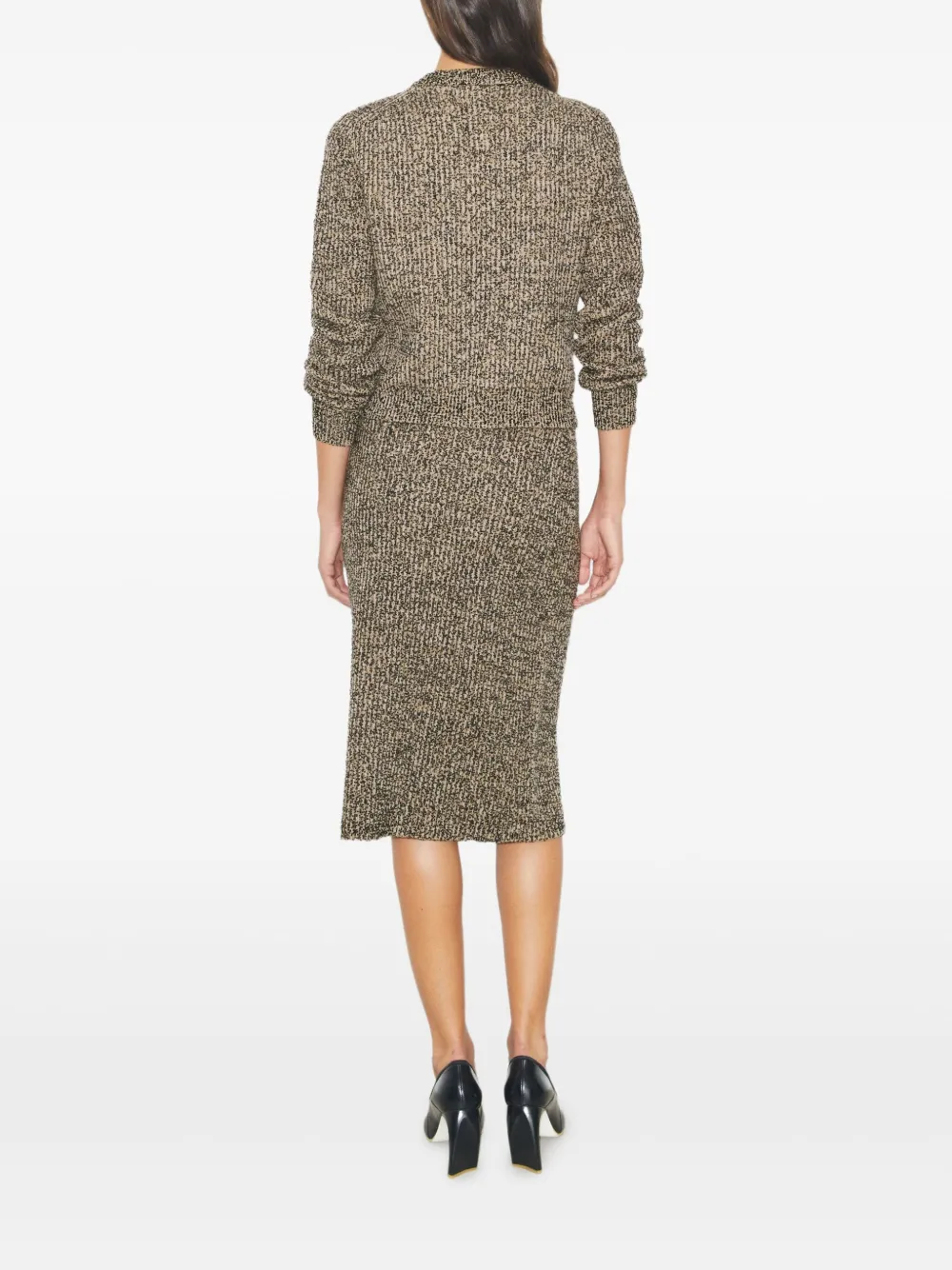 Tory Burch Tweed Ribbed Skirt In Neutral