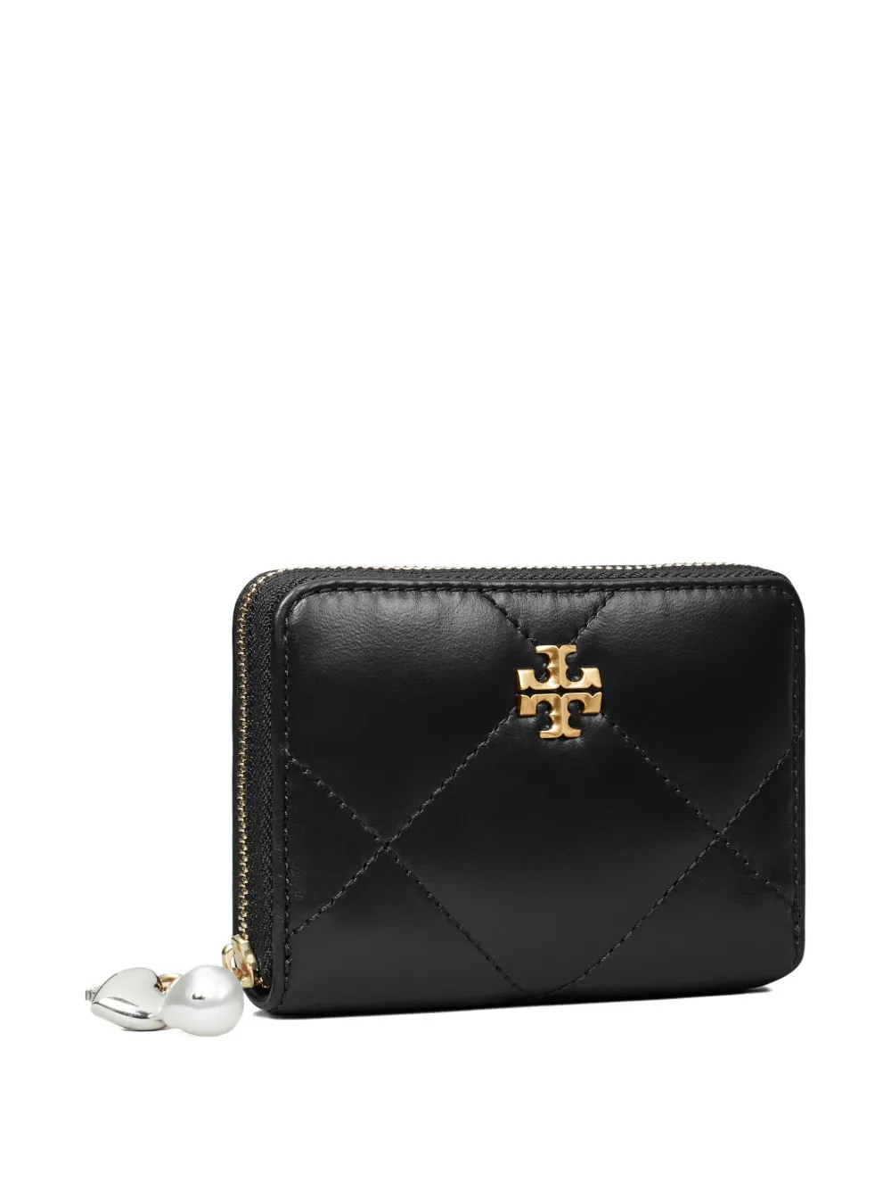 Tory Burch quilted charm zip wallet - Zwart