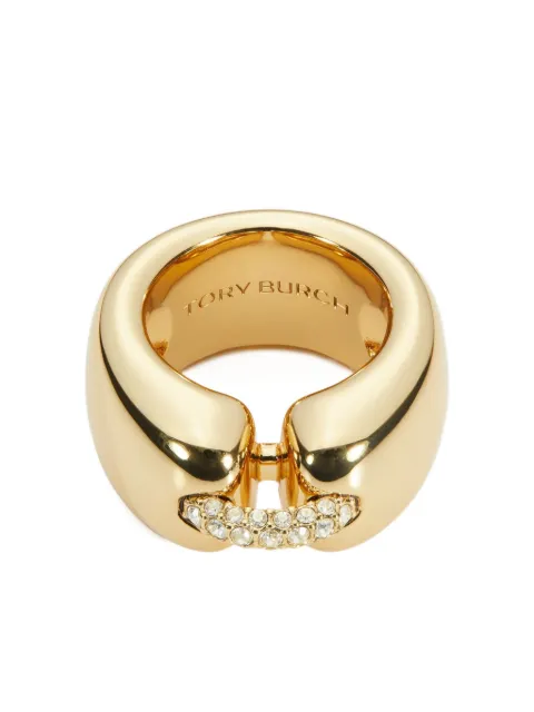 Tory Burch crystal-embellished gold ring