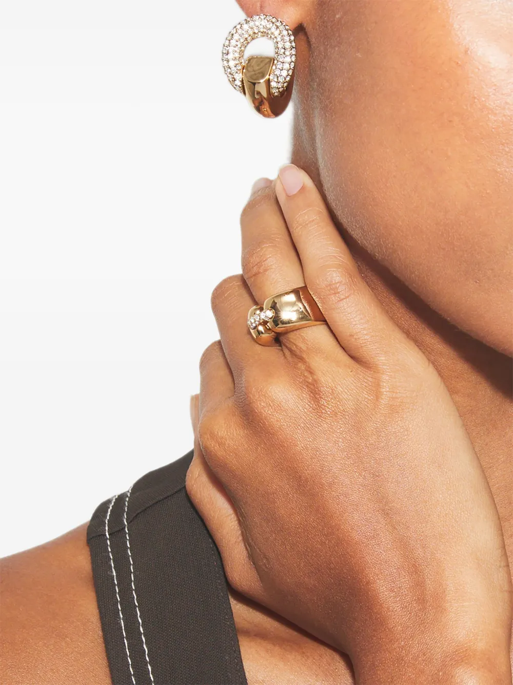 Tory Burch Ring verfraaid met kristallen - Goud