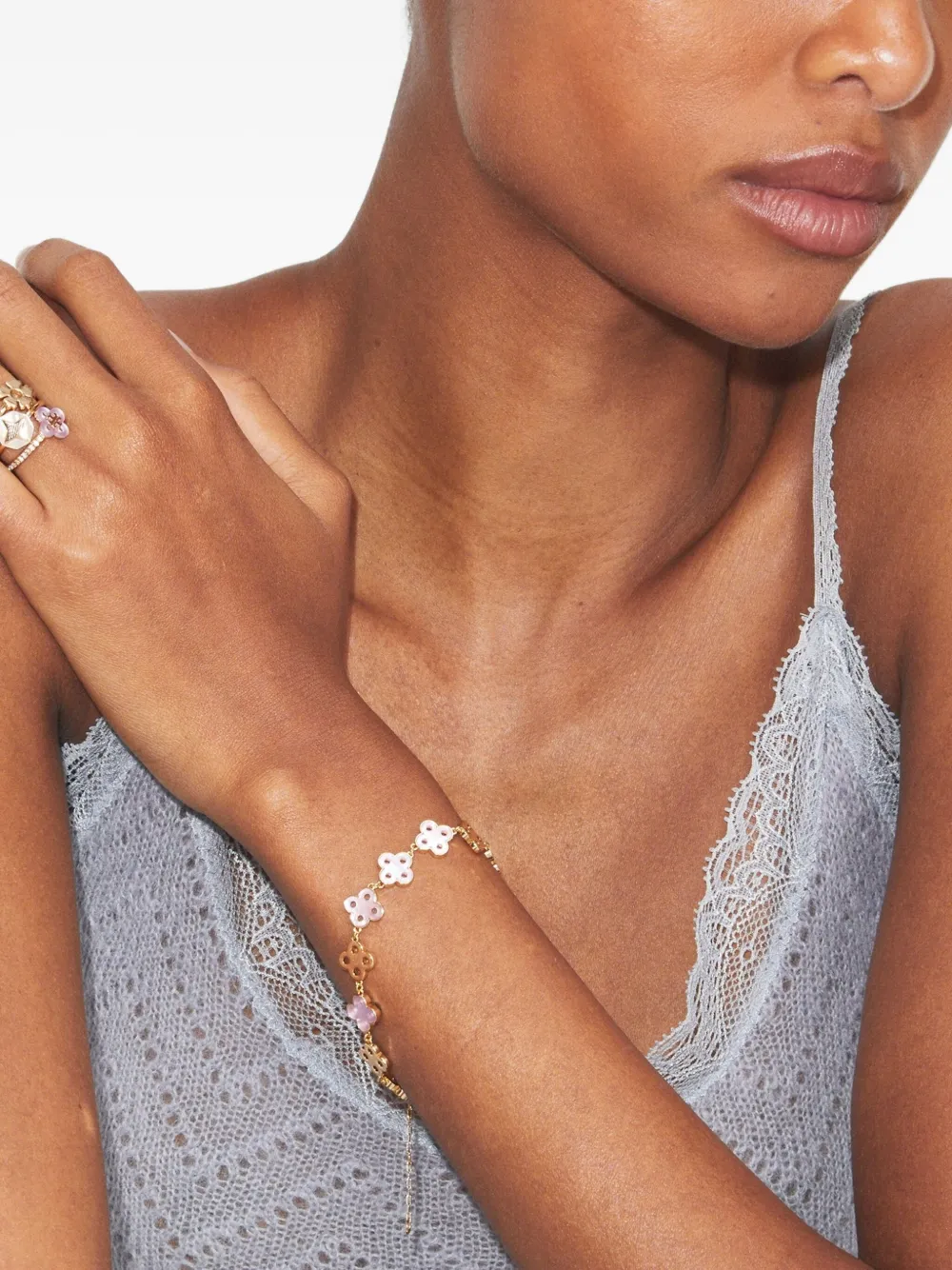 Tory Burch clover gold-tone bracelet - Goud