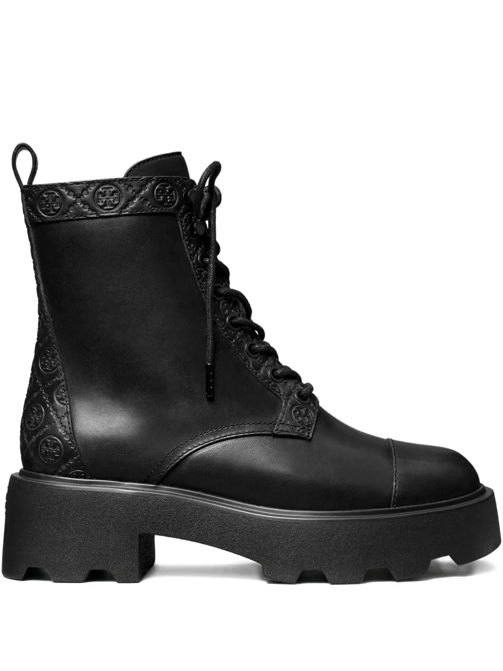 Tory Burch T Monogram Lug Ankle Boots 65mm Perfect Black In Black