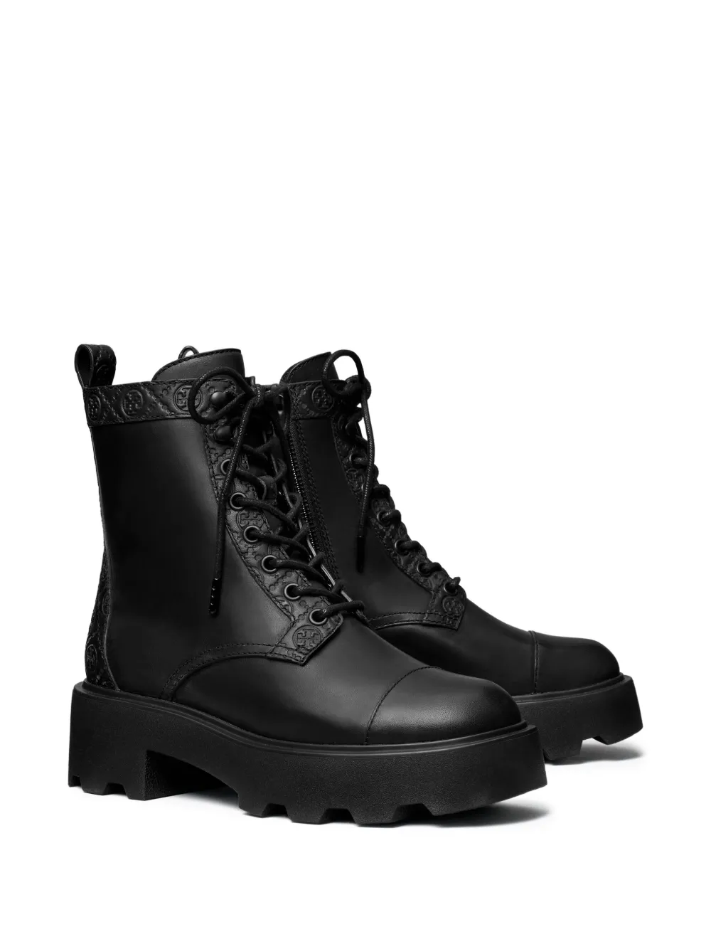Tory Burch T Monogram Lug Ankle Boots 65mm Perfect Black In Black