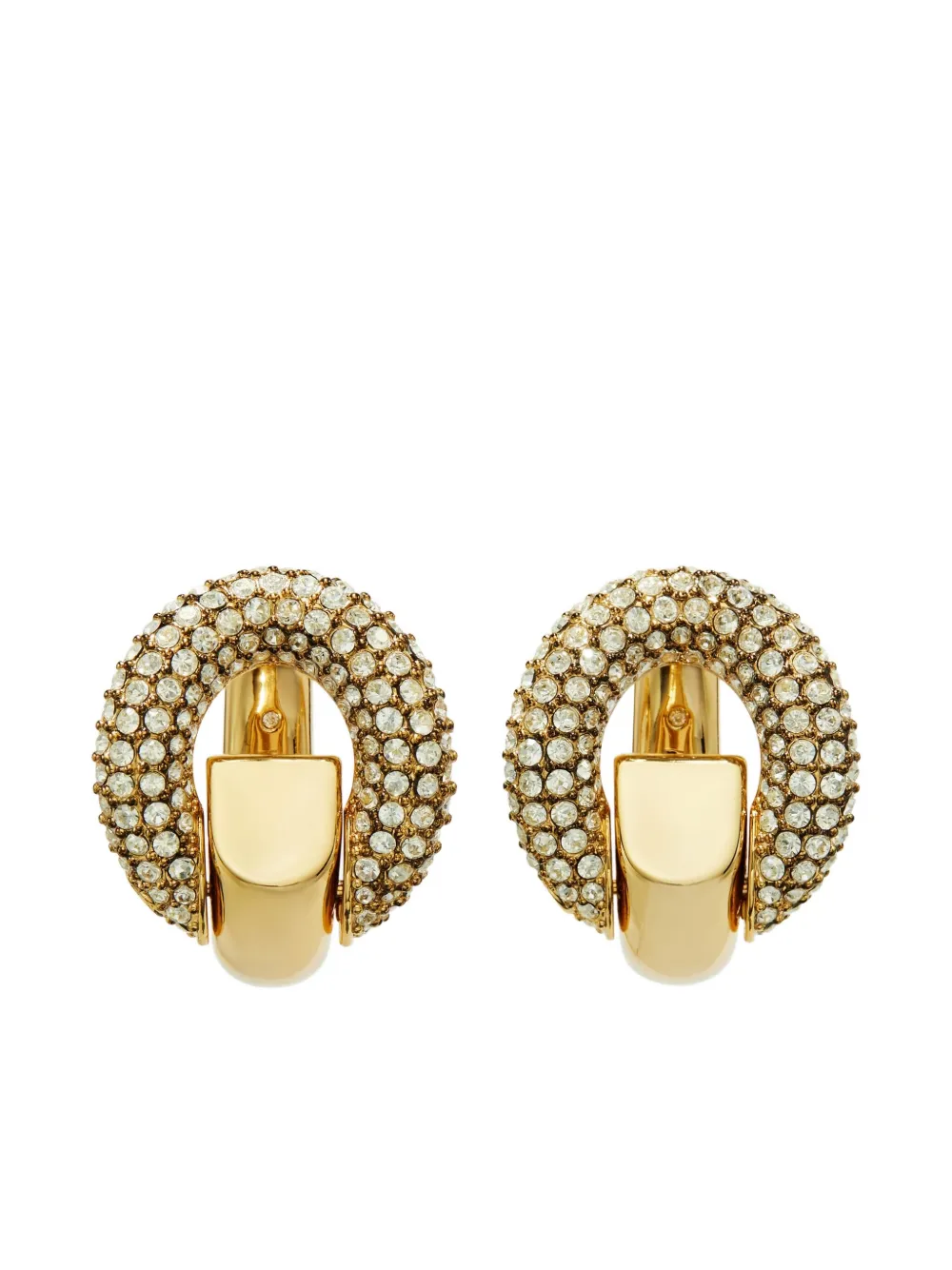 Tory Burch Crystal-embellished Hoop Earrings In Gold