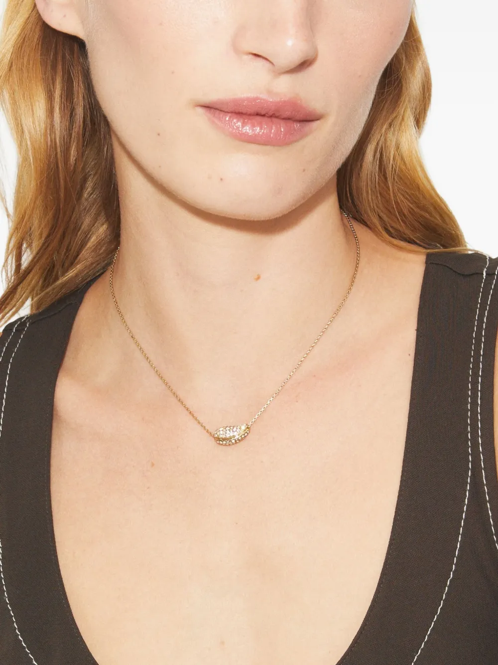 Tory Burch pave shell necklace - Goud