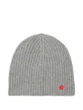 Tory Burch ribbed flower-detail beanie hat - Grey