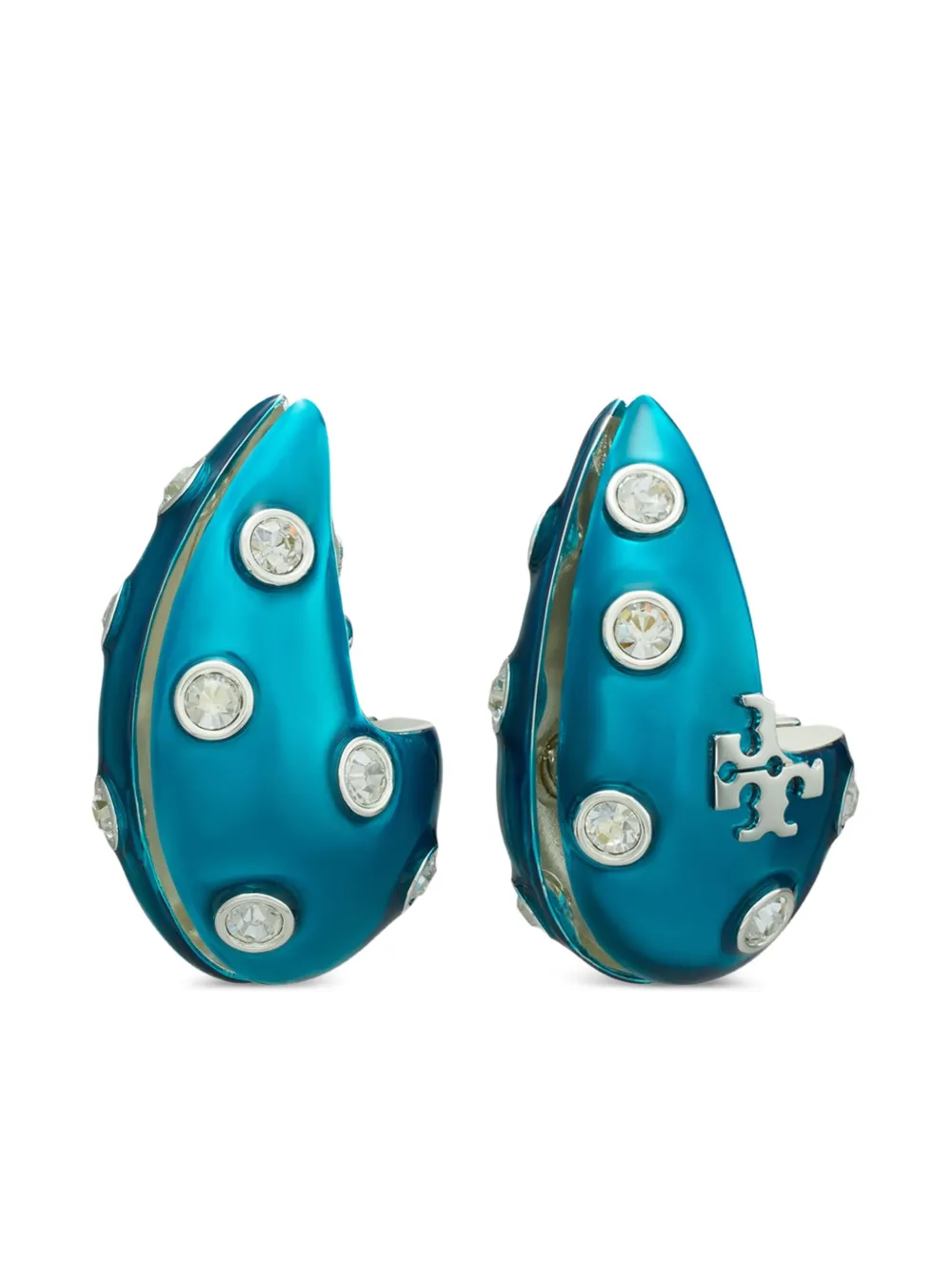 Tory Burch Wave oorbellen verfraaid met kristallen - Blauw