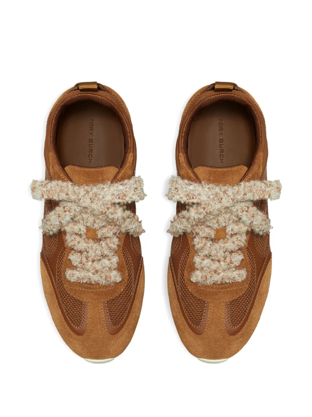 Tory Burch leather mesh panel trainers Brown