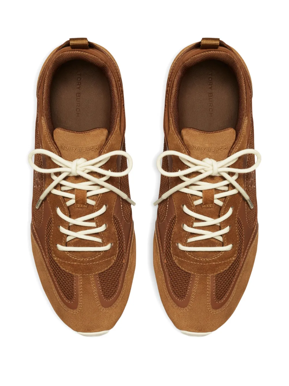 Tory Burch leather mesh panel trainers Brown