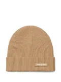 Tory Burch ribbed knit beanie hat - Brown
