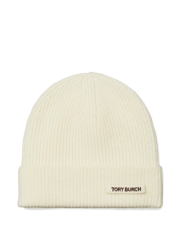 Tory Burch ribbed-knit Beanie Hat | White | FARFETCH display picture 3