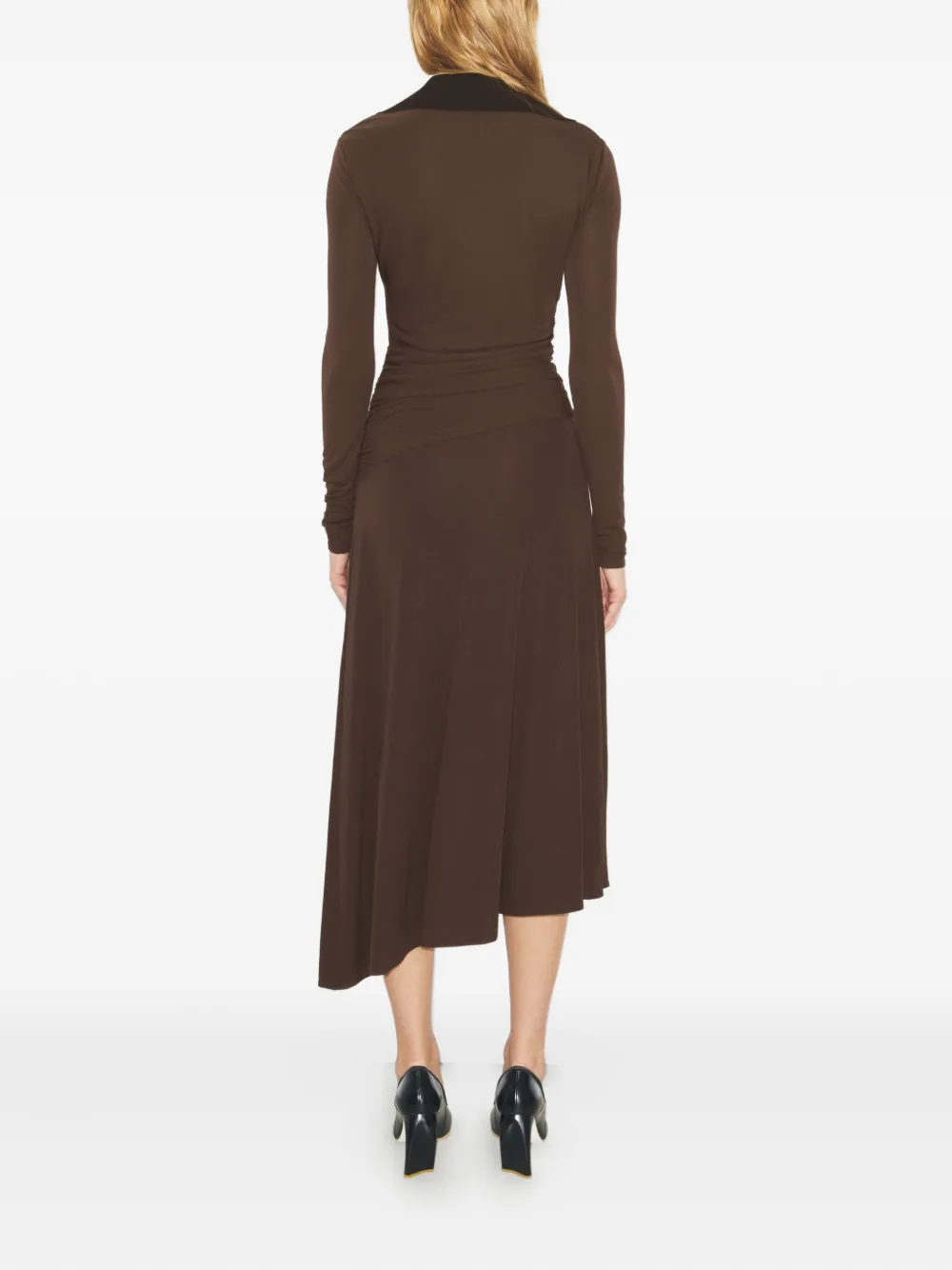 Tory Burch Brown Midi Dress With Contrast Collar In Brown