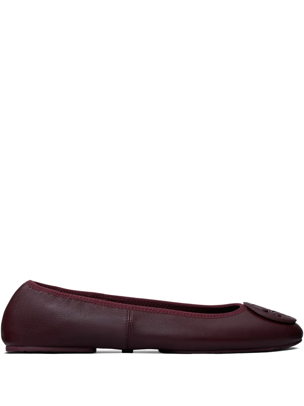Tory Burch Reva Travel Logo-embellished Ballet Flats In Burgundy