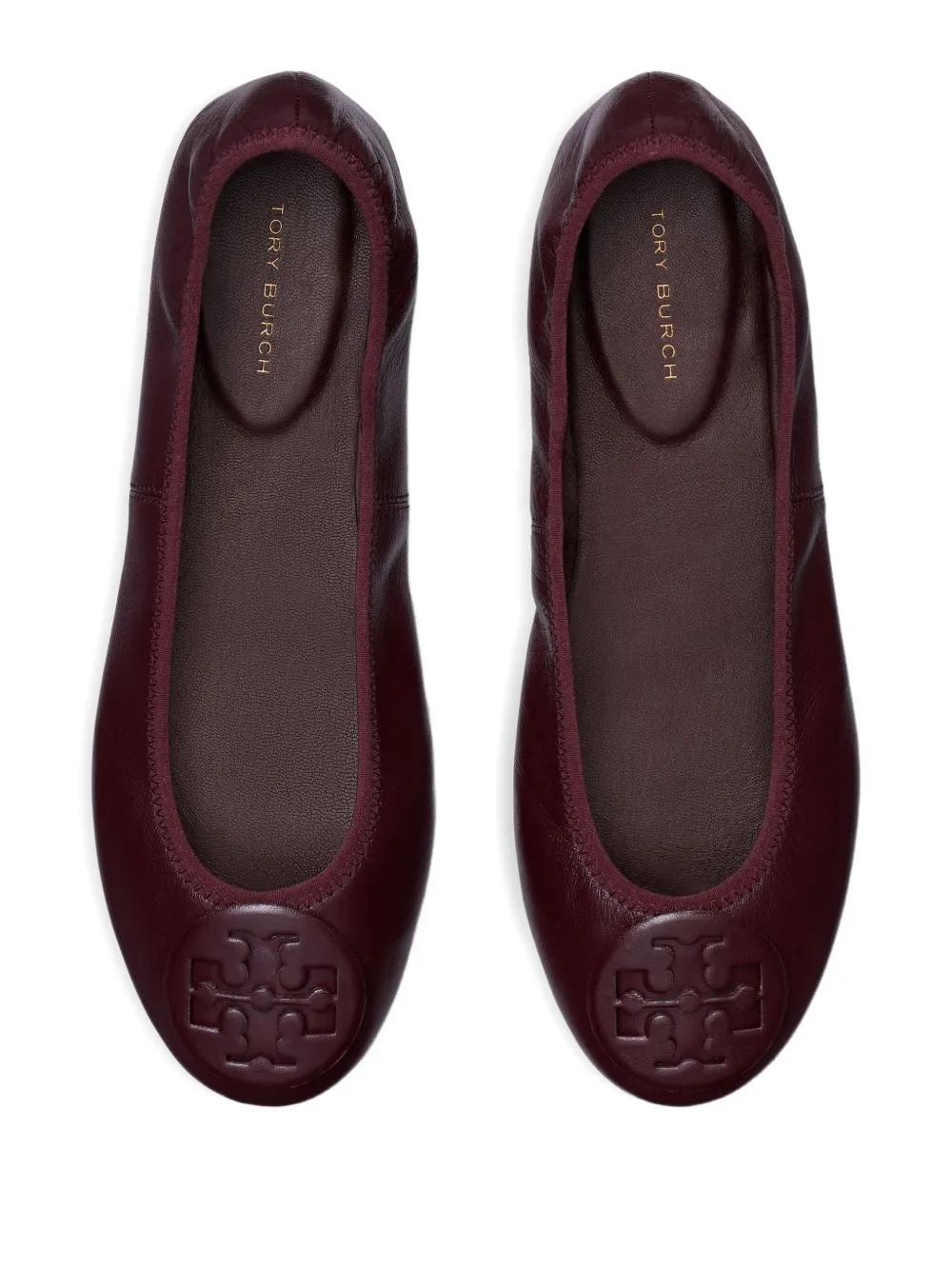 Tory Burch Reva Travel Logo-embellished Ballet Flats In Burgundy