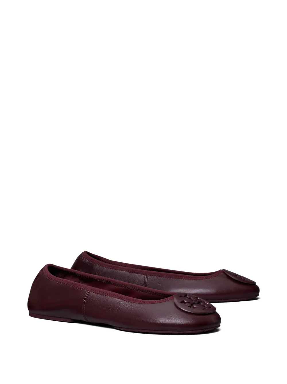 Tory Burch Reva Travel Logo-embellished Ballet Flats In Burgundy