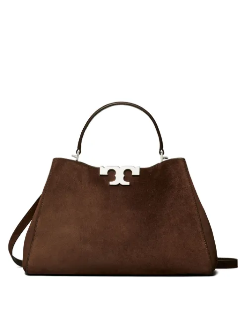 Tory Burch double-T logo suede satchel