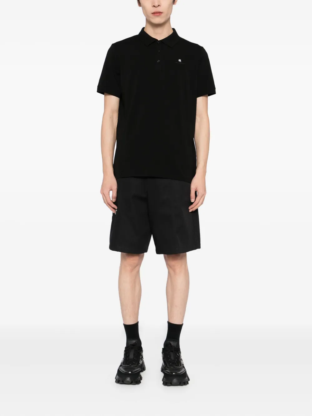 Karl Lagerfeld Logo-embossed Polo Shirt In Black