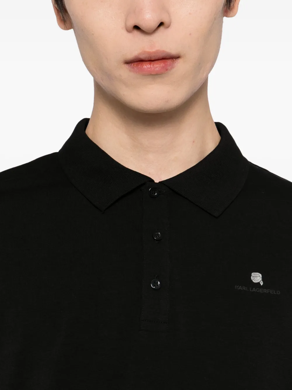 Karl Lagerfeld Logo-embossed Polo Shirt In Black