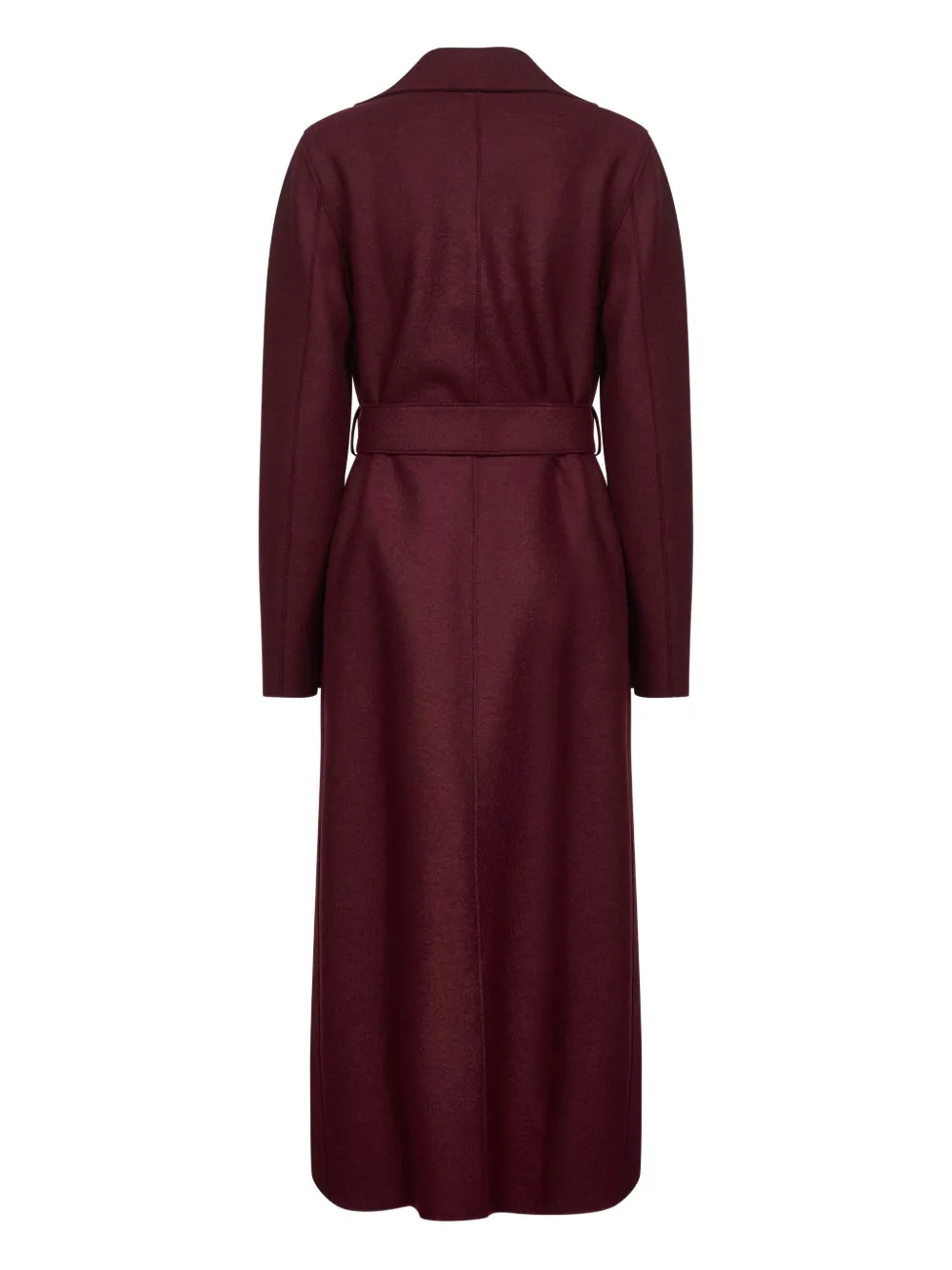 Harris Wharf London Belted Wrap Coat In Burgundy