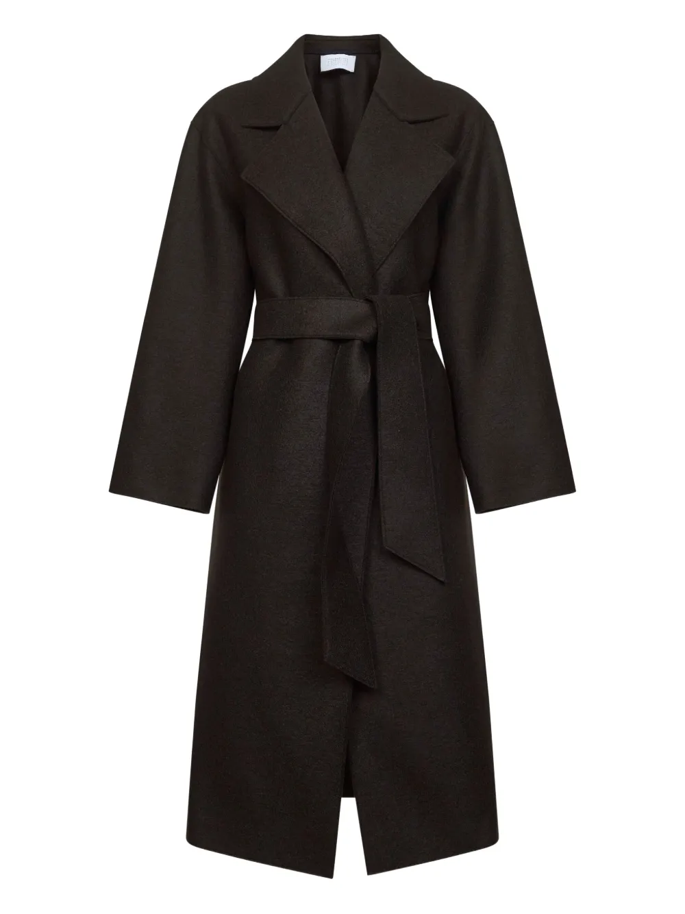 Harris Wharf London Belted Wrap Coat In Brown