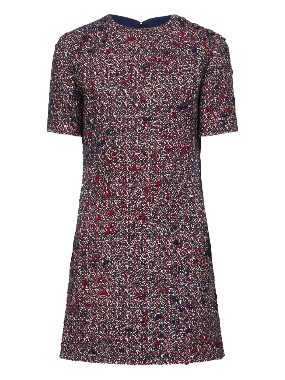 Gucci Textured Wool Dress Featuring Signature Buttons In Purple