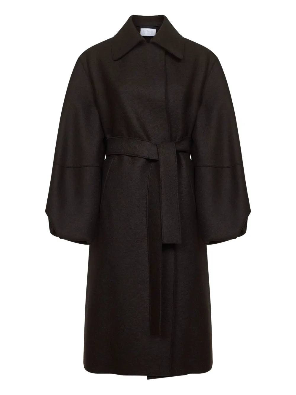 Harris Wharf London Balloon-sleeve Belted Coat In Black