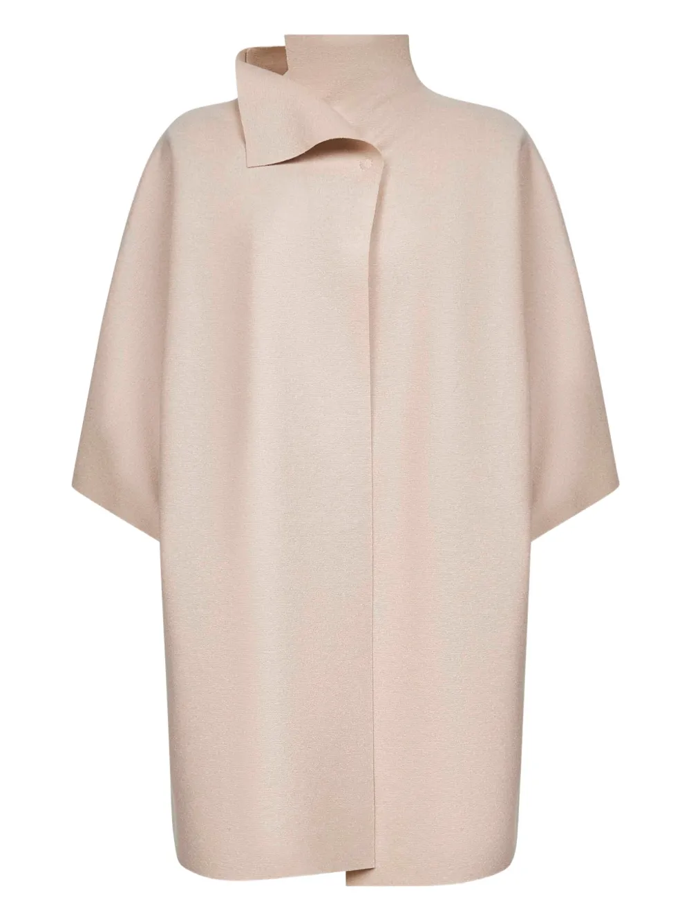 Harris Wharf London Asymmetric-neckline Short-sleeve Coat In Pink