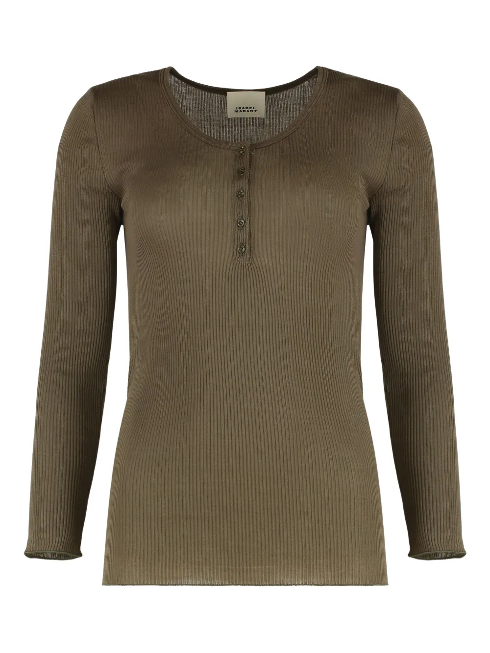 MARANT ÉTOILE ribbed henley top | Green | Image 1