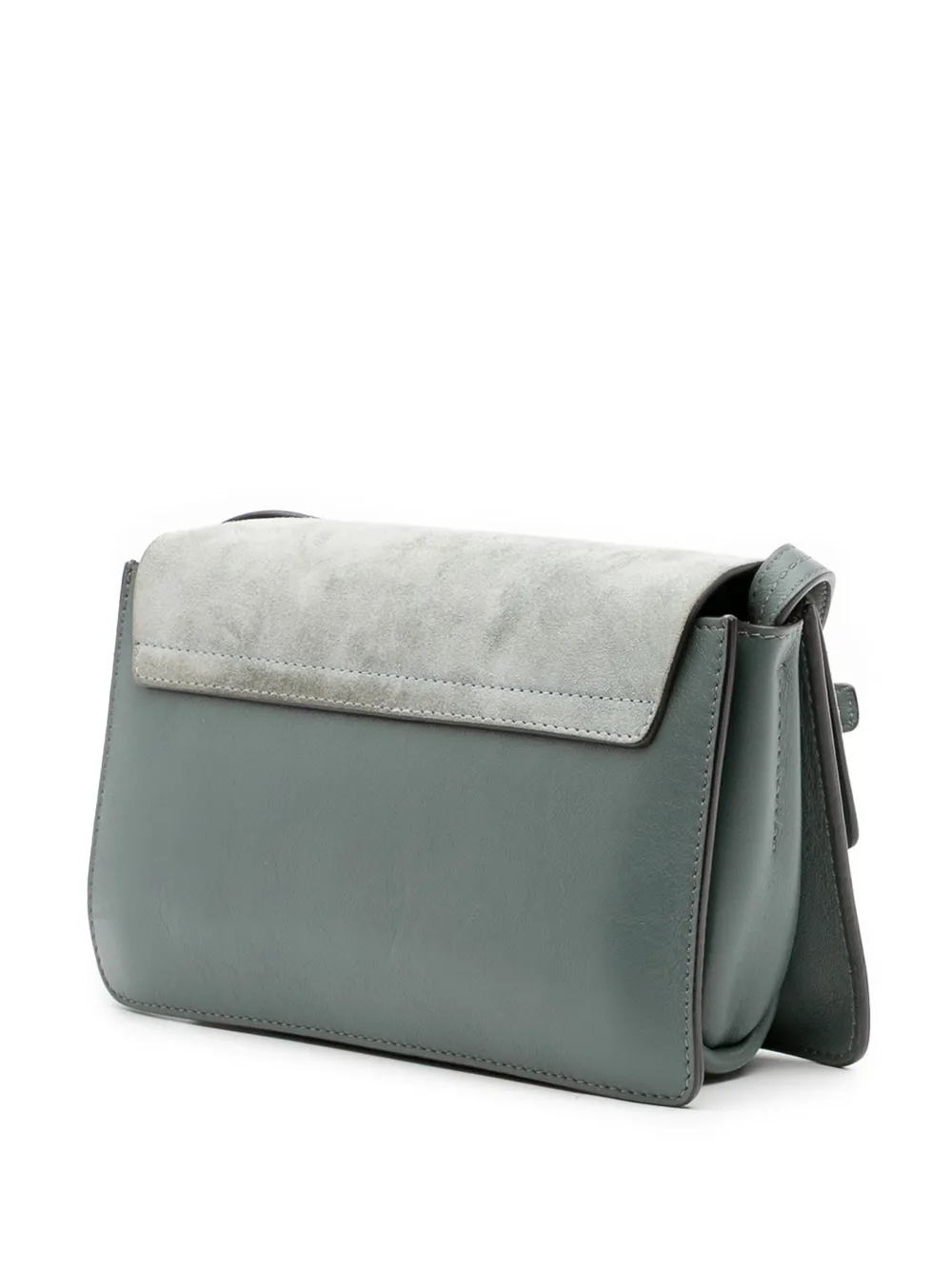 Pre-owned Chloé 2019 Small Suede And Calfskin Faye Crossbody Bag In Green