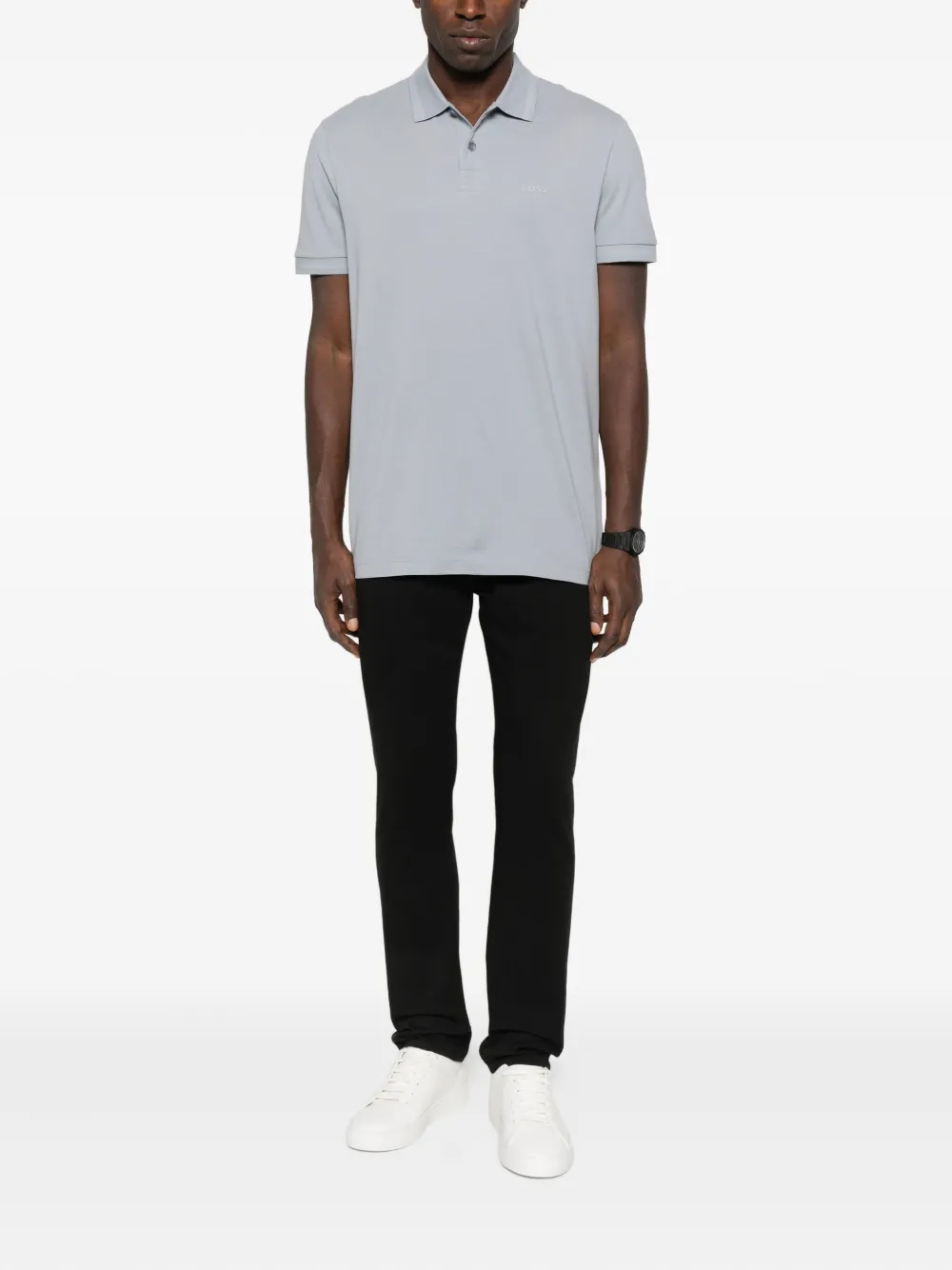 BOSS short-sleeve logo-print polo shirt - Grijs