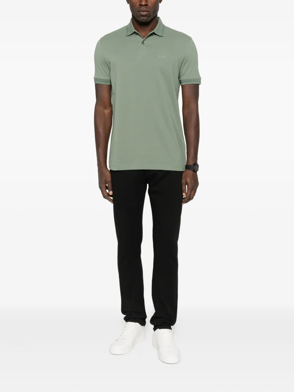 BOSS cotton polo shirt - Groen