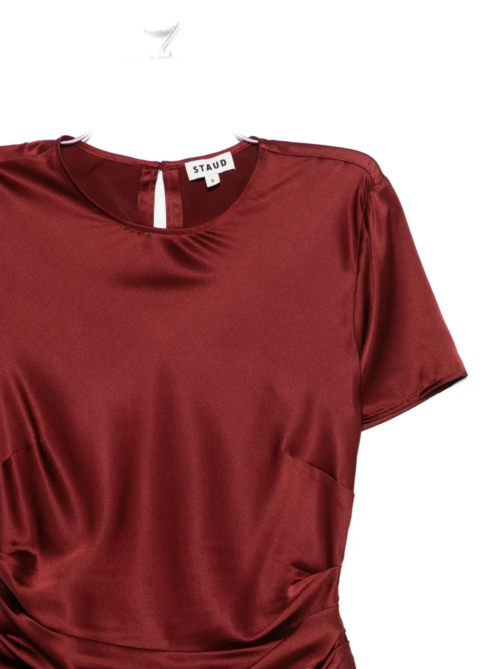 Staud Stretch-silk Marcel Midi Dress In Burgundy