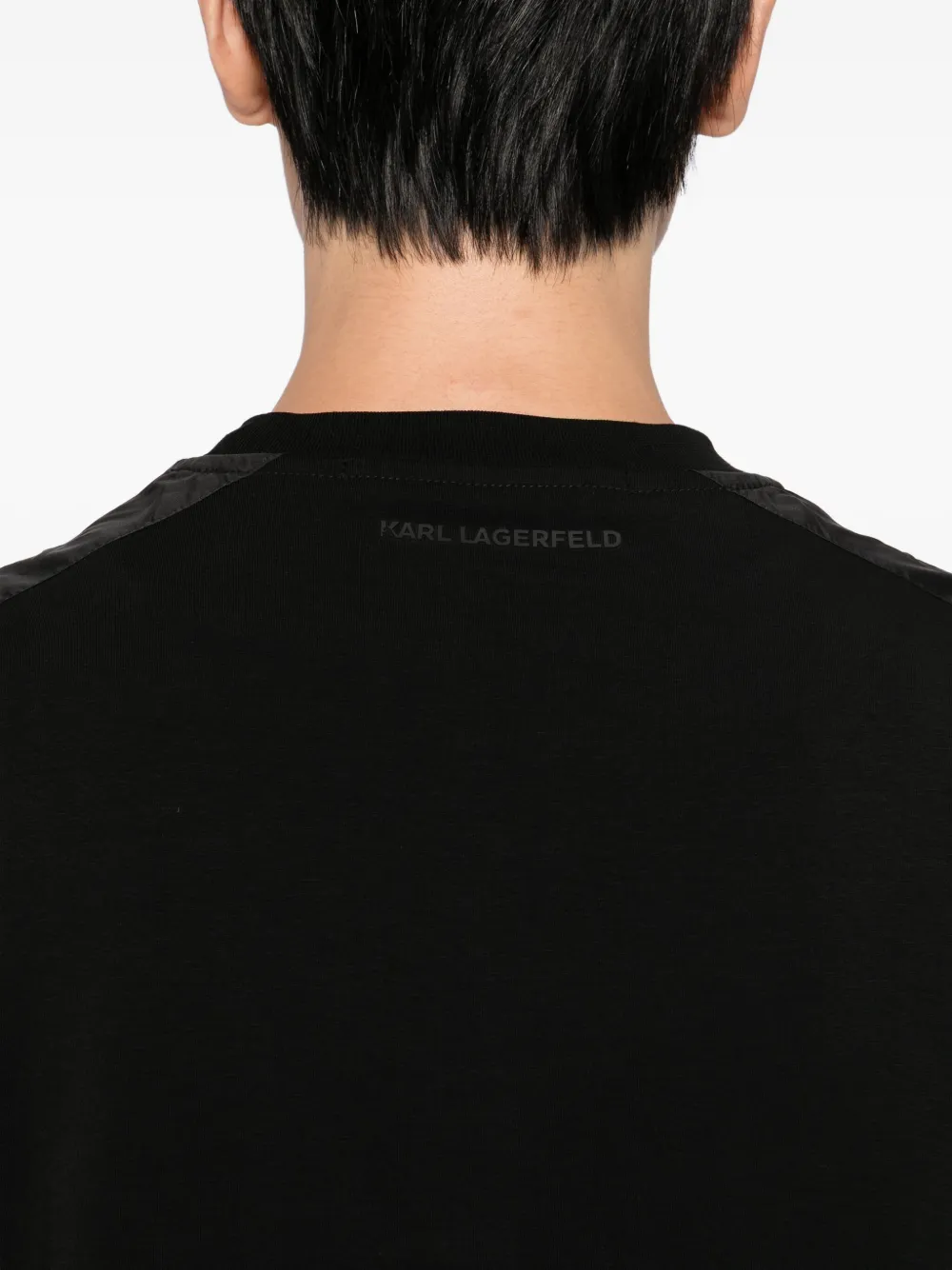 Karl Lagerfeld T-shirt met logo-reliëf Zwart