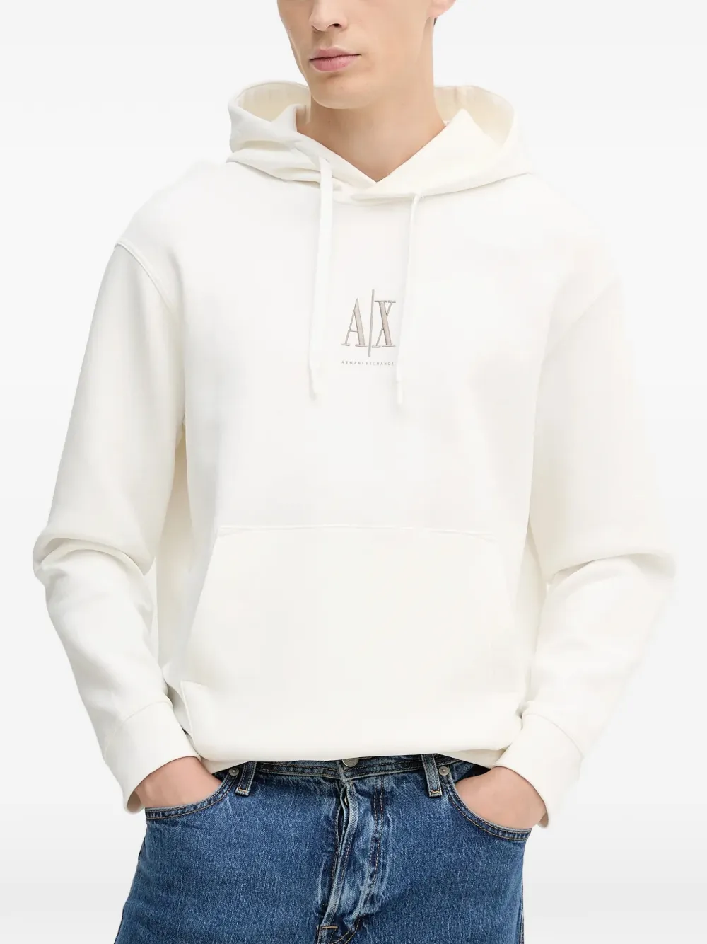 Armani Exchange logo-print hoodie - Bianco