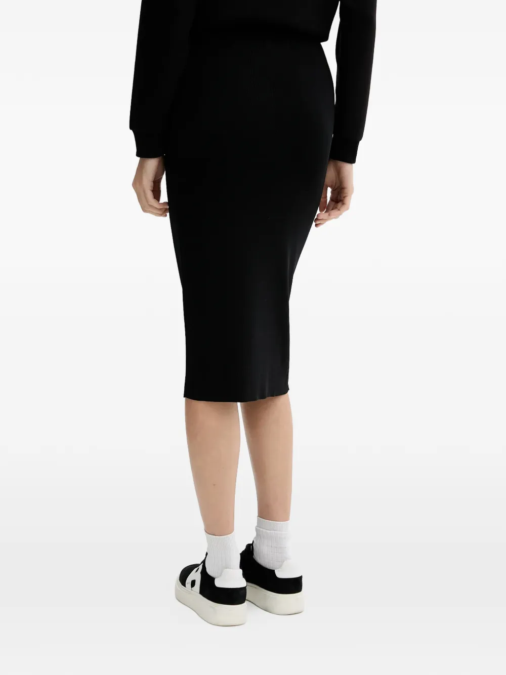  Armani Exchange Logo-detail Midi Skirt - Black 