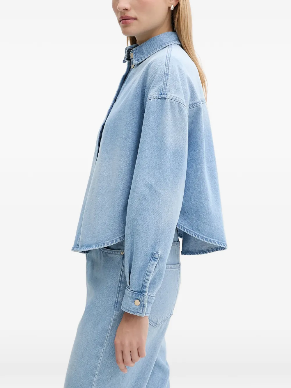  Armani Exchange Collared Cropped Top - Blue 
