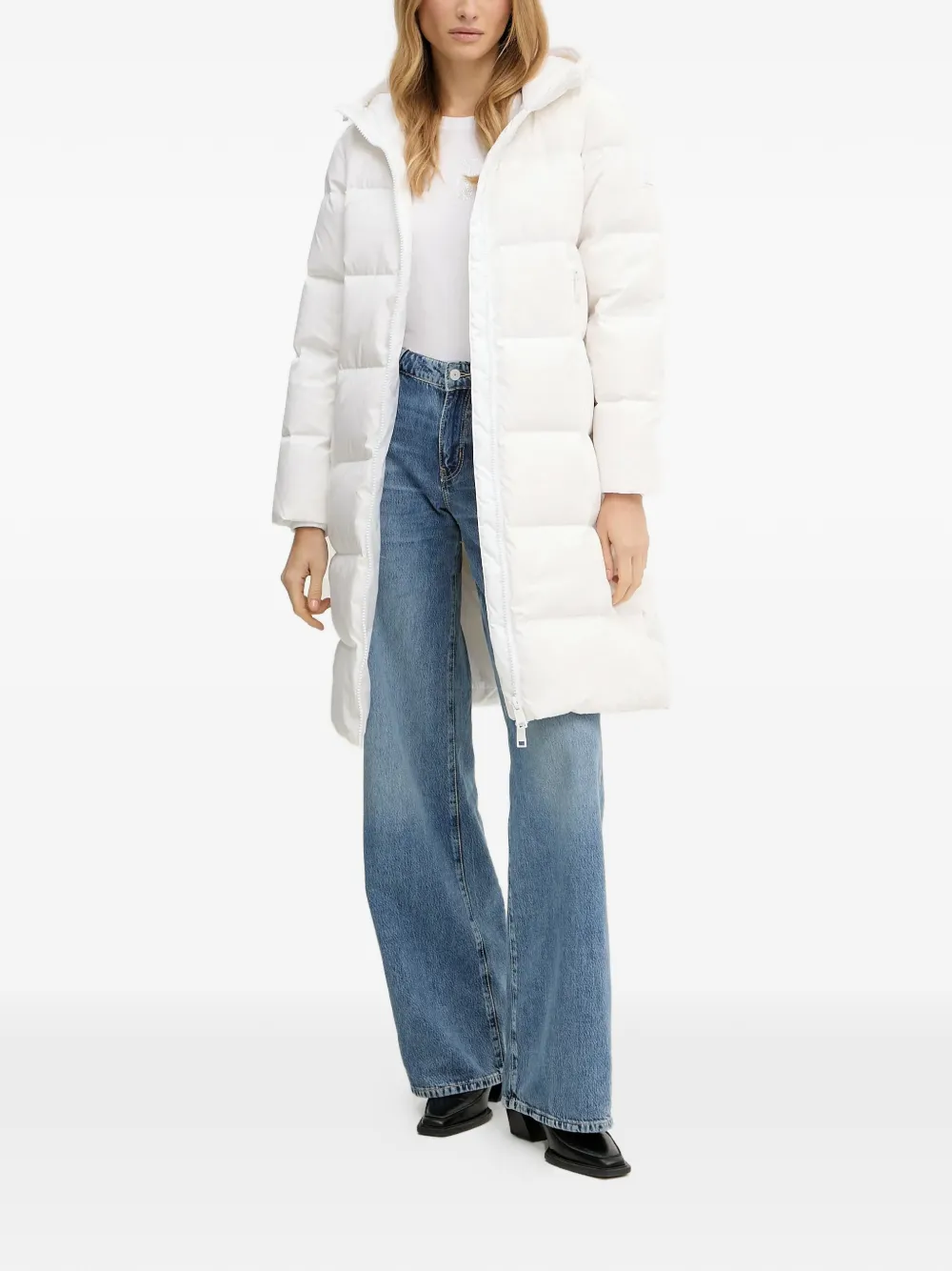  Armani Exchange Hooded Padded Coat - White 