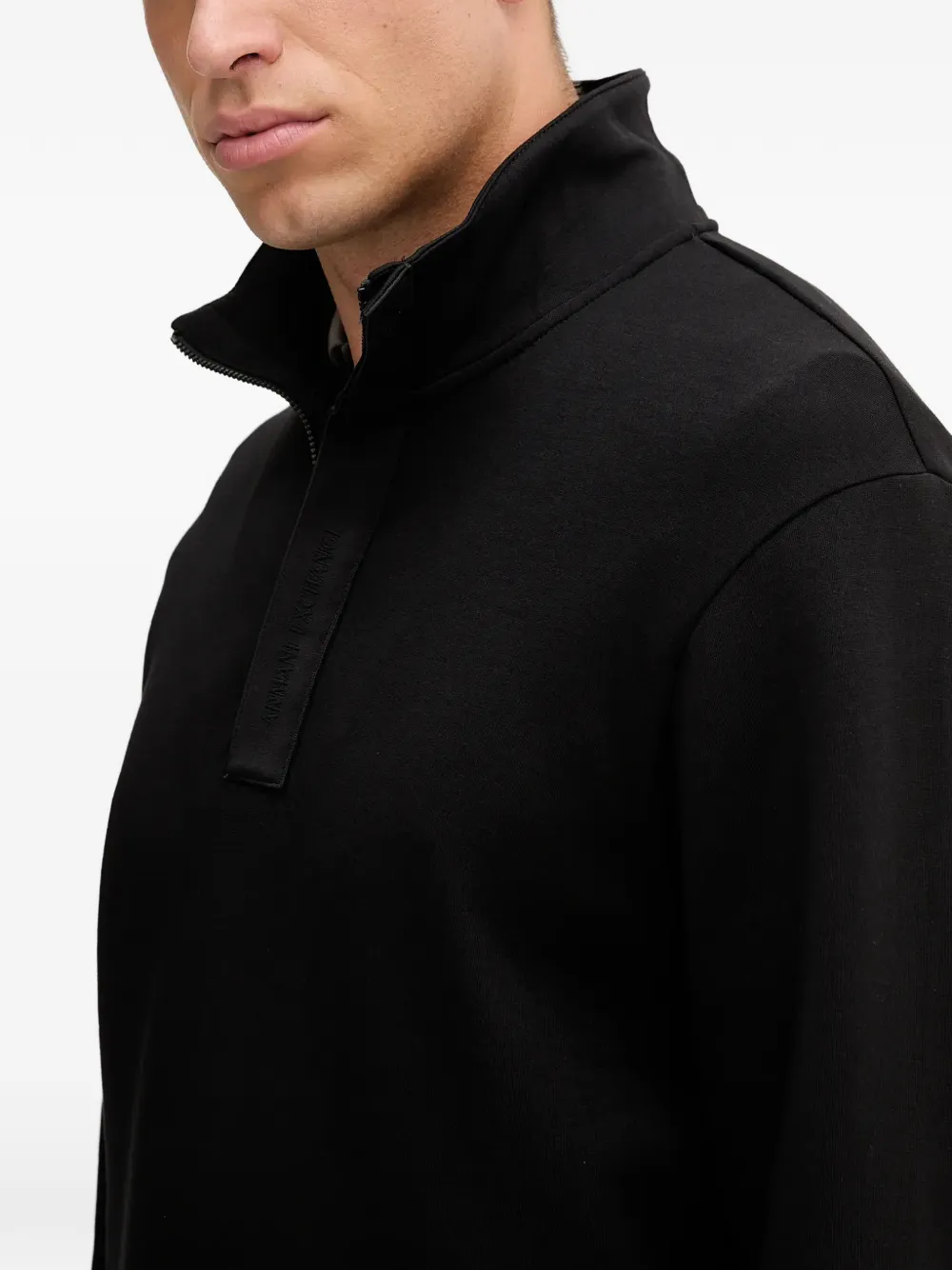Armani Exchange Sweater met rits en kraag Zwart
