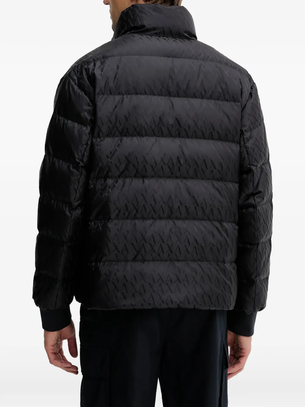 Armani Exchange logo-print puffer jacket Zwart