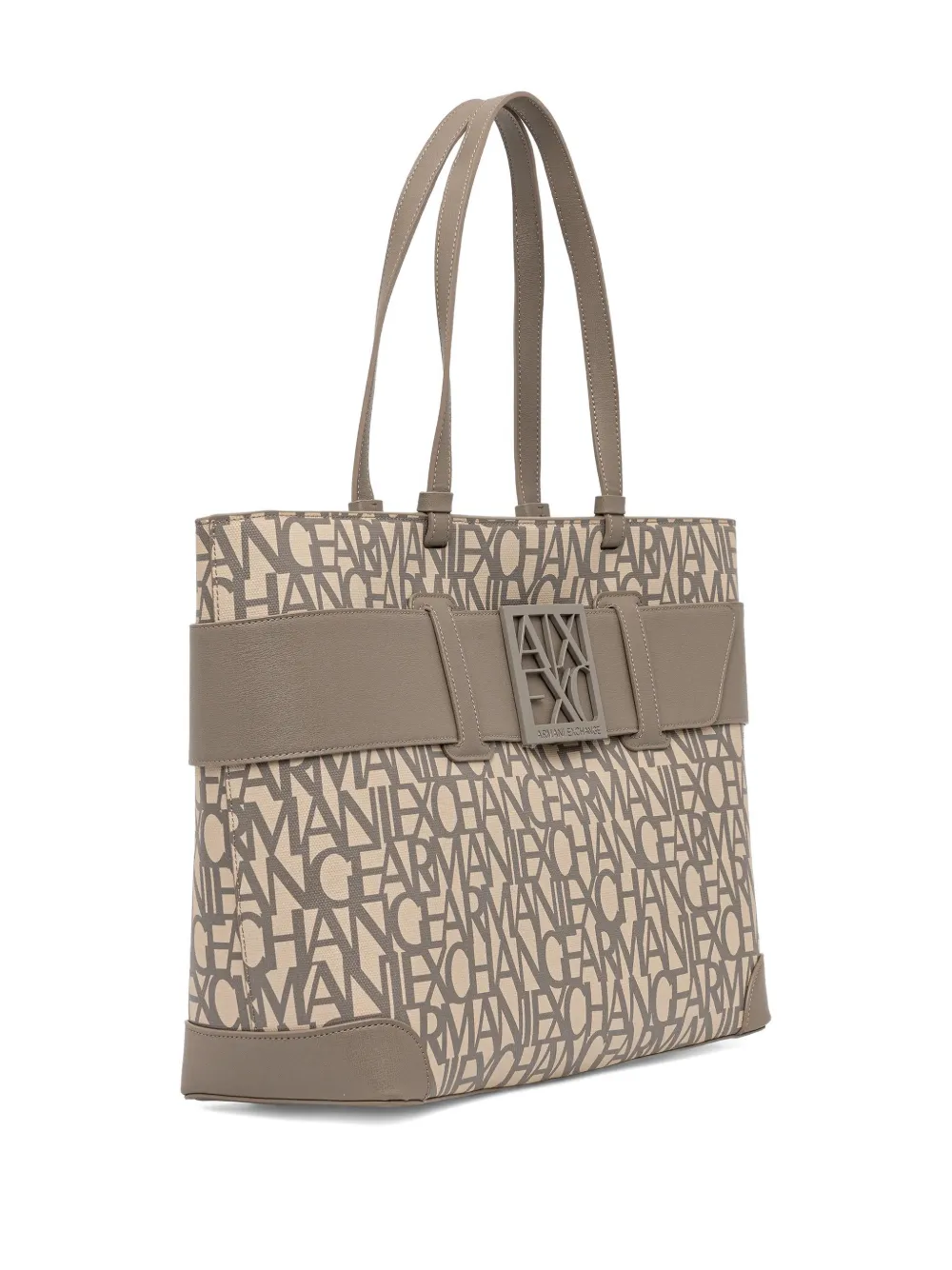 Armani Exchange logo-appliqu&eacute; patterned tote bag - Beige
