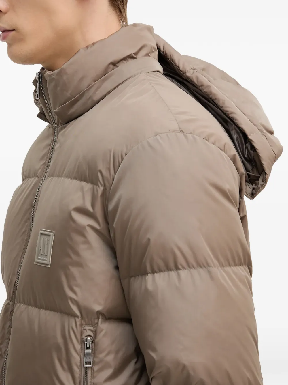 Armani Exchange Donsjack met capuchon Beige